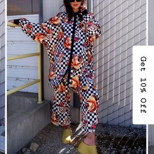 Dressed in LALA Checkered Floral TOP ONLY